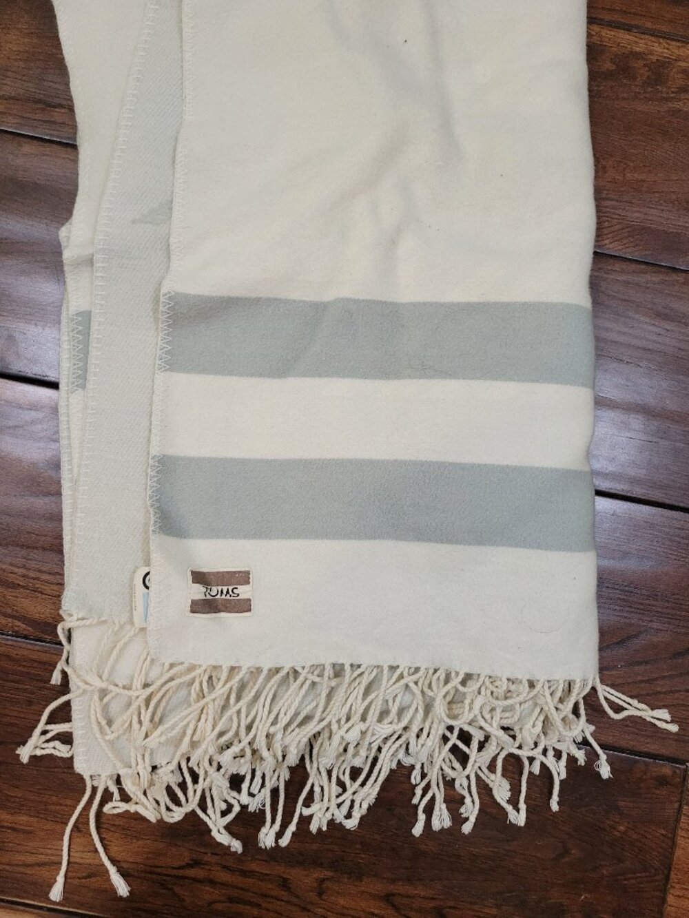 Toms for Target Striped Fringe Blanket Cream and Grey
